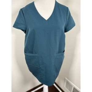 Figs Technical Collection Scrub Top Green/‎ Blue Medium W195W1002 Pockets